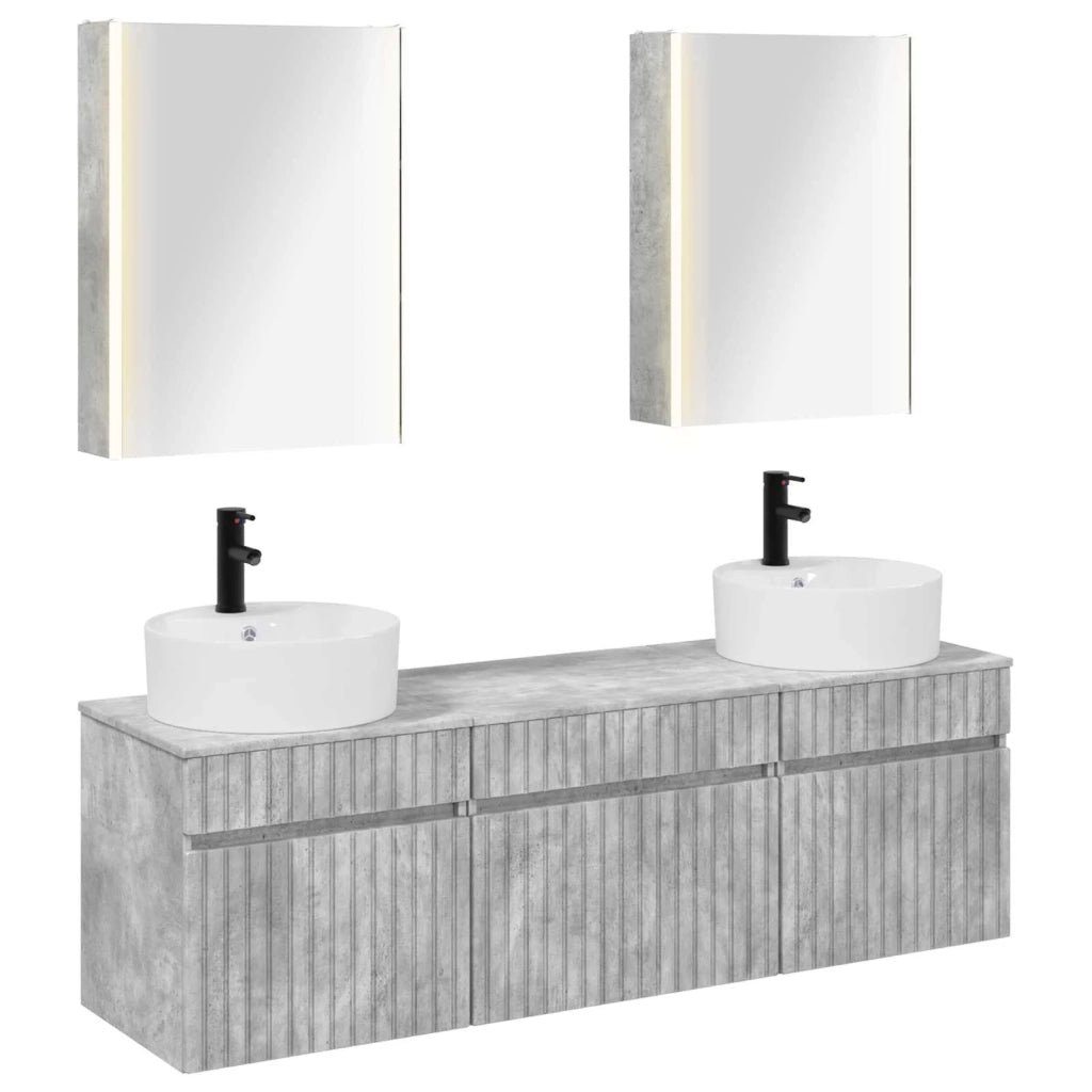 Set di Armadi da Bagno 5 pcs Grigio Cemento 53 x 15,5 x 70 cm 3406610