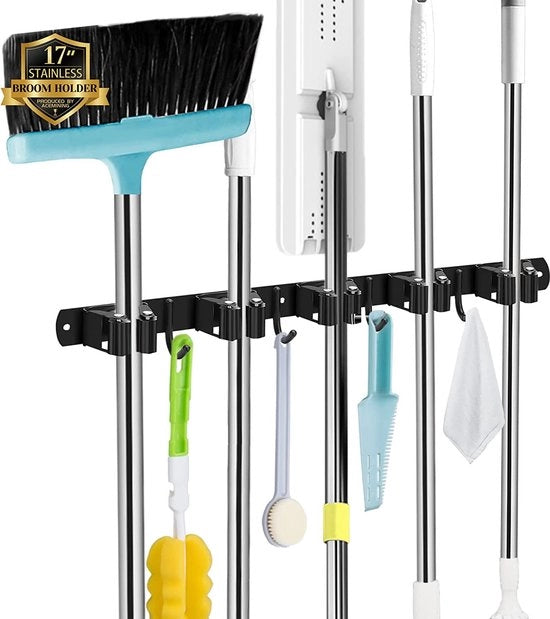 Sistema di appoggio per attrezzi da giardino - 5 supporti + 4 ganci