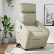 Poltrona Alzapersona Reclinabile Crema in Similpelle 3206764