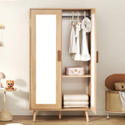 Armadio per bambini, a due ante con asta appendiabiti, 80 x 46 x 141,5 cm, bianco e color legno