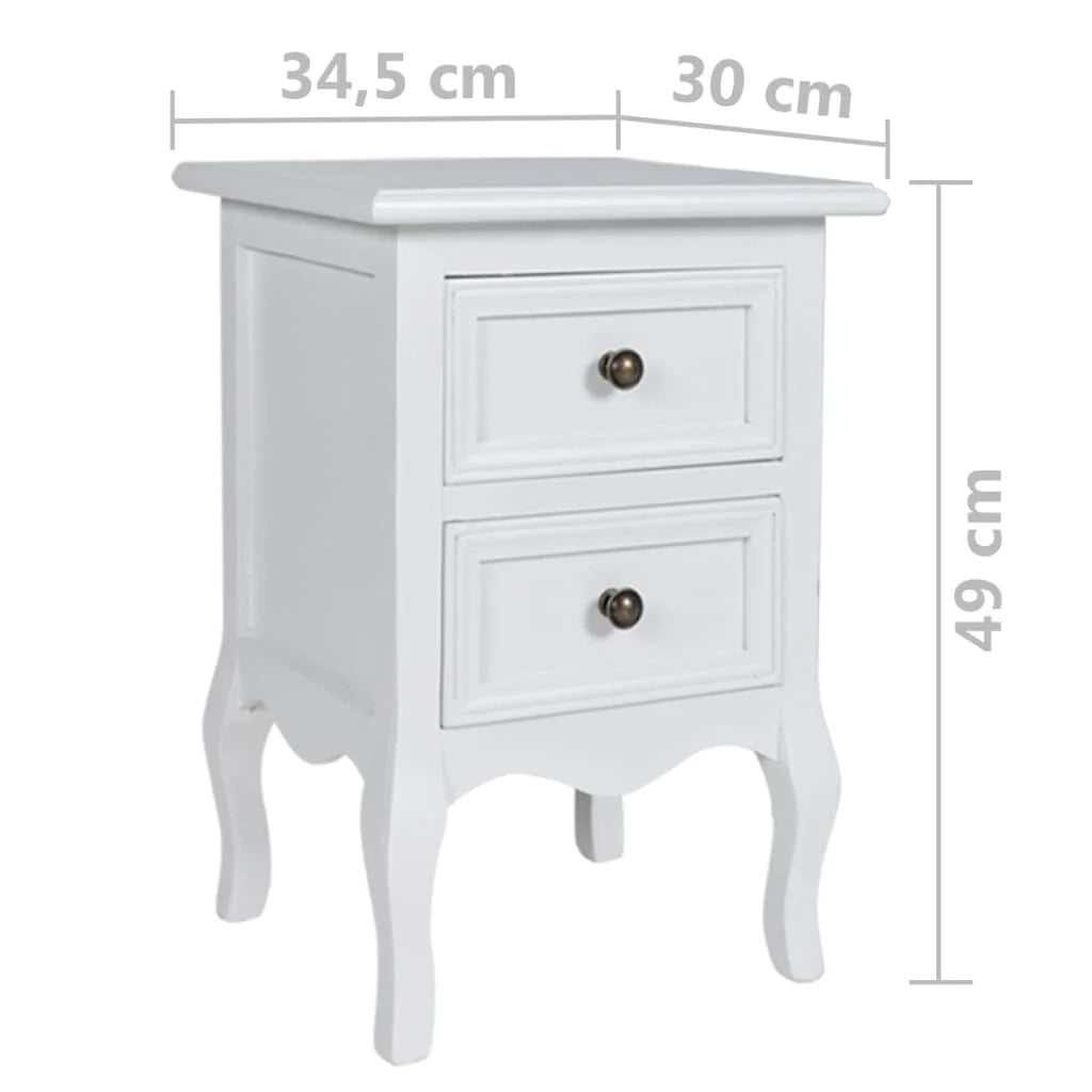 Comodino comodino cassettiera mobili per camera da letto 4 pezzi con 2 cassetti MDF bianco 1402187