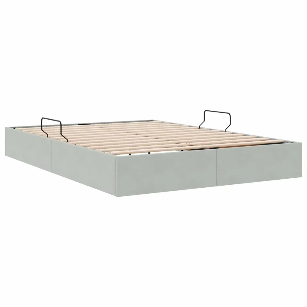 Letto ottomano Grigio Chiaro 140 x 190 cm Velluto
