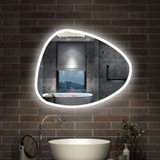 specchio forma irregolare 100x80 cm retroilluminato con luce a 3 colori, touch e pellicola antideflagrante
