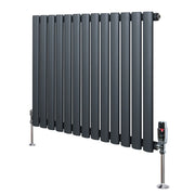 Radiatore Orizzontale Ovale 600x780mm Grigio Antracite con Valvole TRV