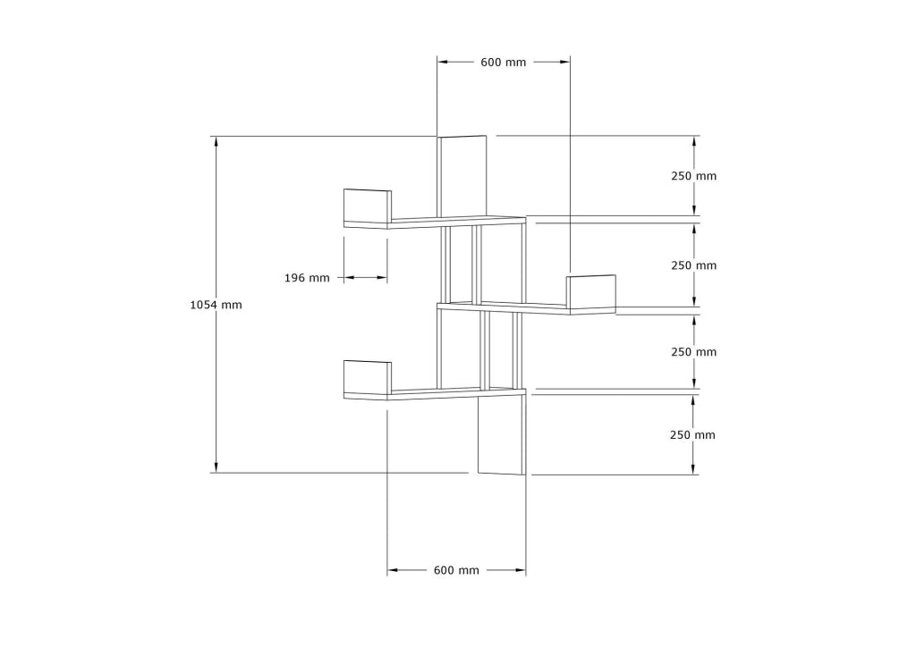 Mensola a muro in legno "Bombe" - 60 x 20 x 105 cm - Bianco