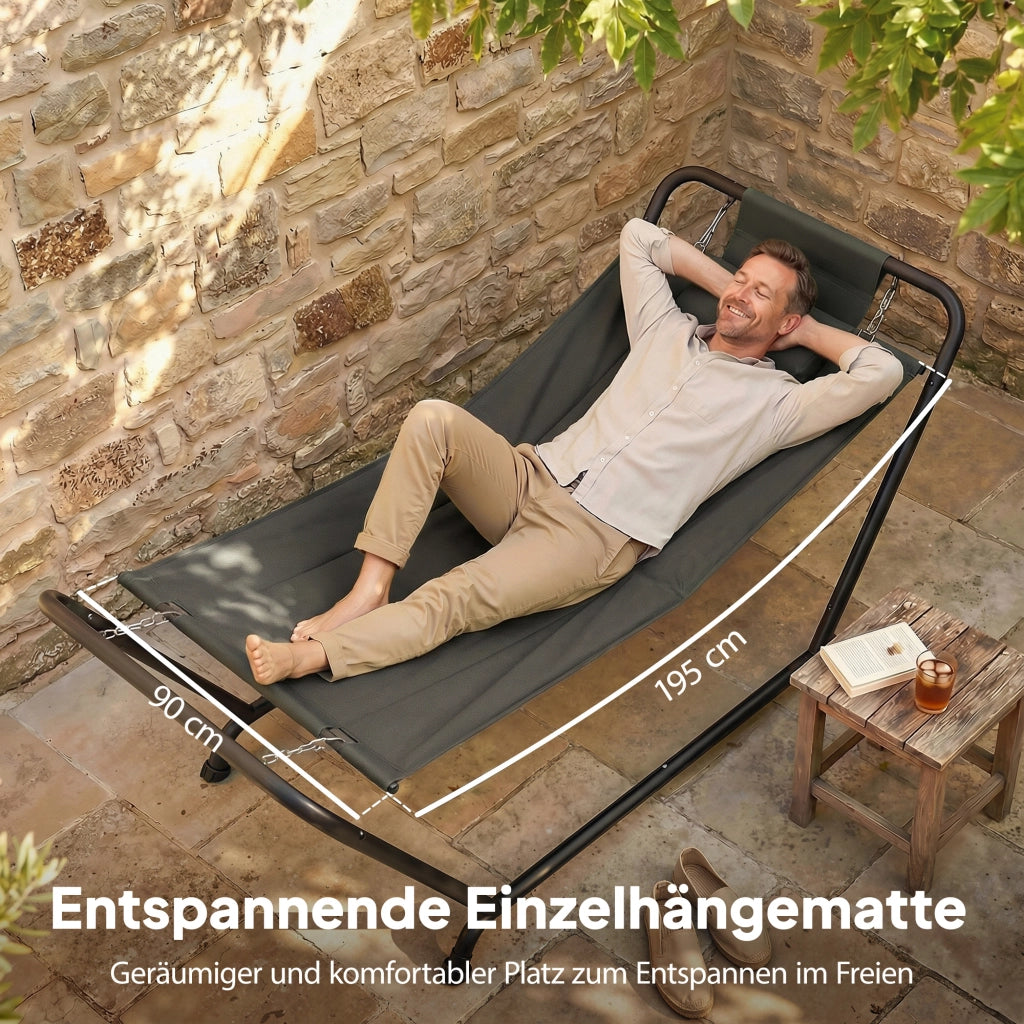 Amaca con Stuttura ¨C zephmum ¨C Grigio 237x90 cm 150 kg