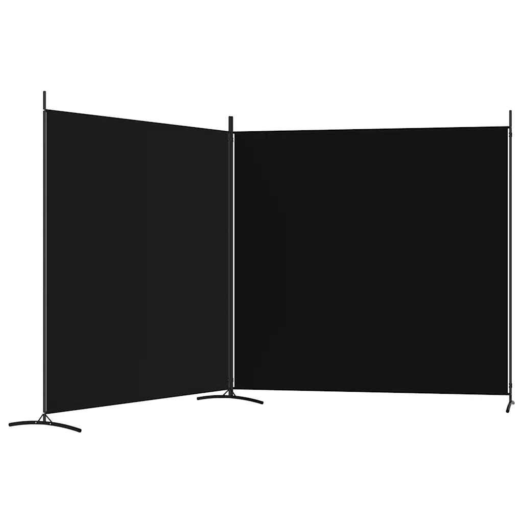 Divisorio Ambienti | Divider per stanze | Paravento a 2 Pannelli Nero 348x180 cm in Tessuto