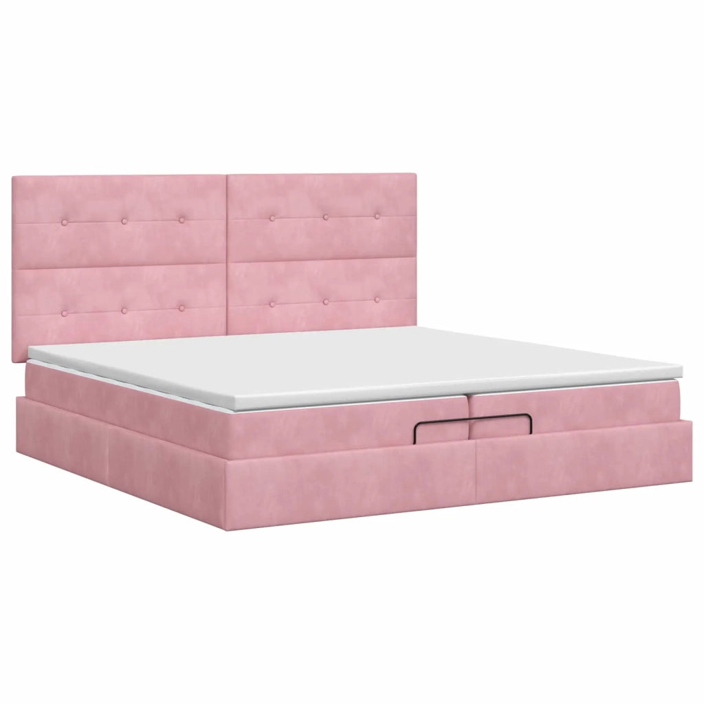 Letto ottomano con materasso Rosa 200 x 200 cm Velluto 3457748