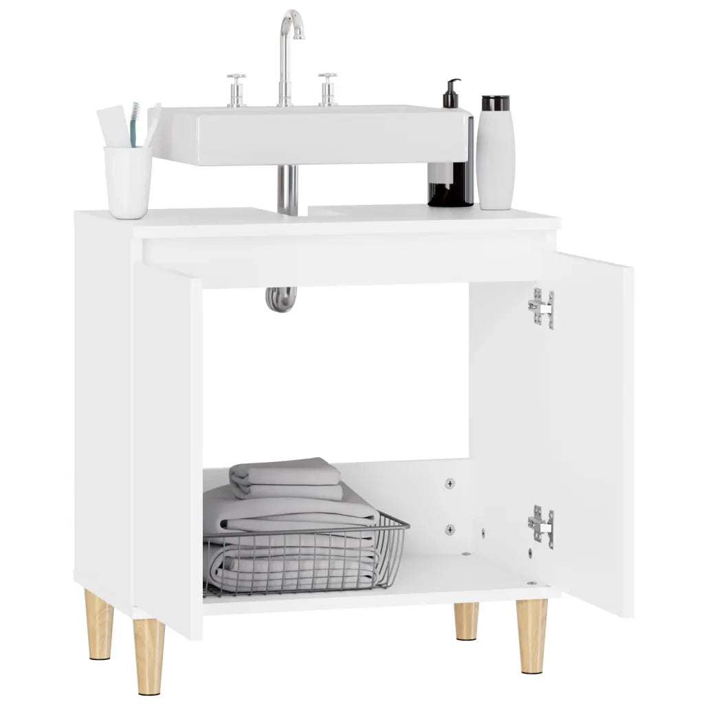 Mobile Lavabo | Armadio Lavabo Bianco 58x33x60 cm in Legno Multistrato