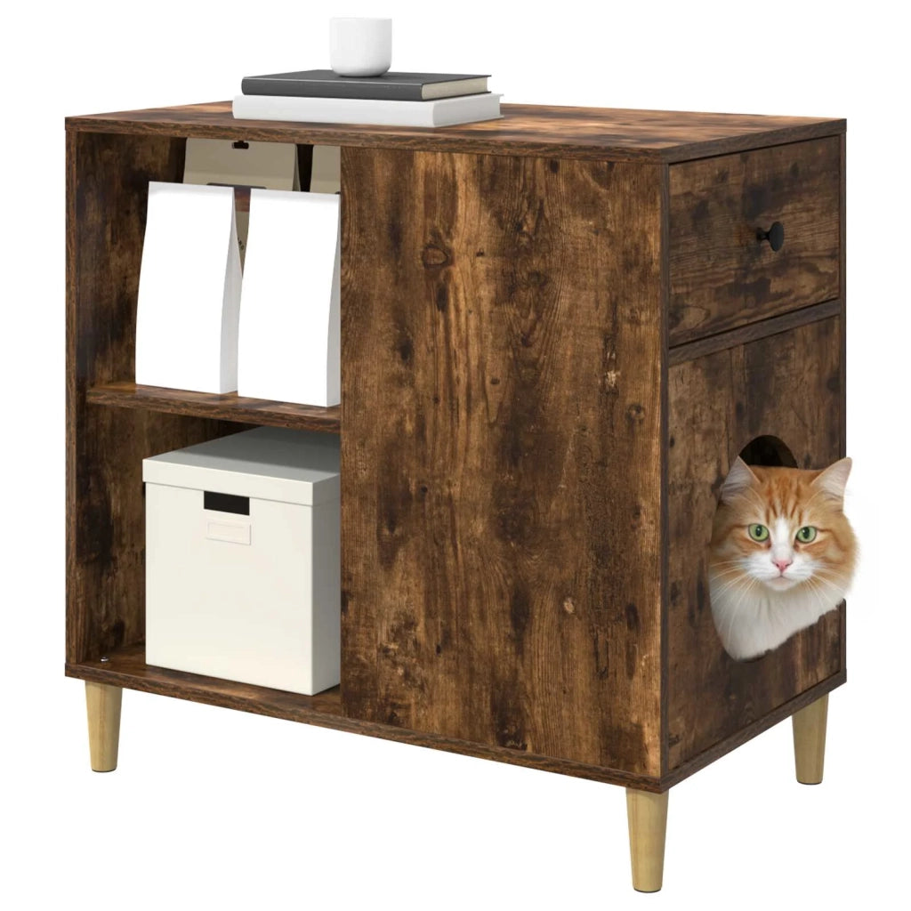 Casa per Gatti Rovere fumé 72 x 42.5 x 70 cm Legno multistrato