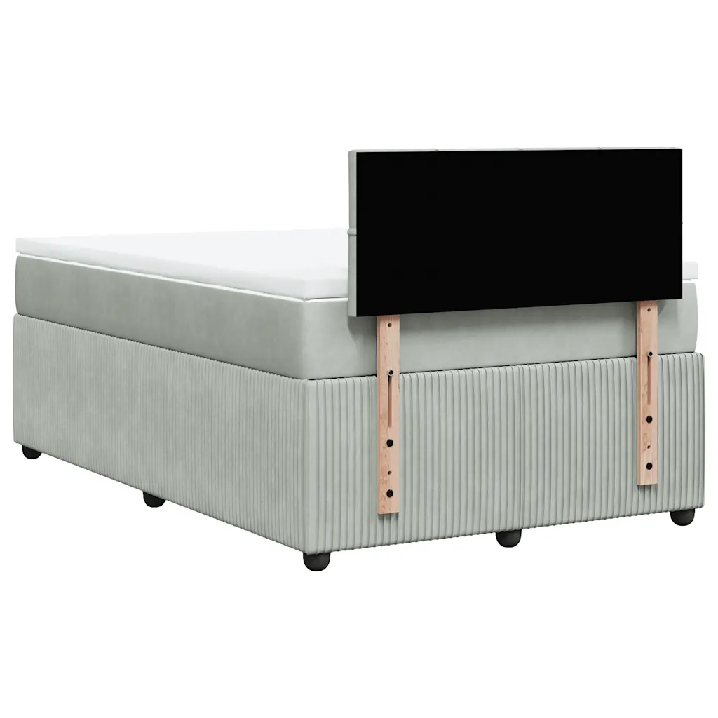 Giroletto a Molle con Materasso Grigio Chiaro 120x190cm Velluto