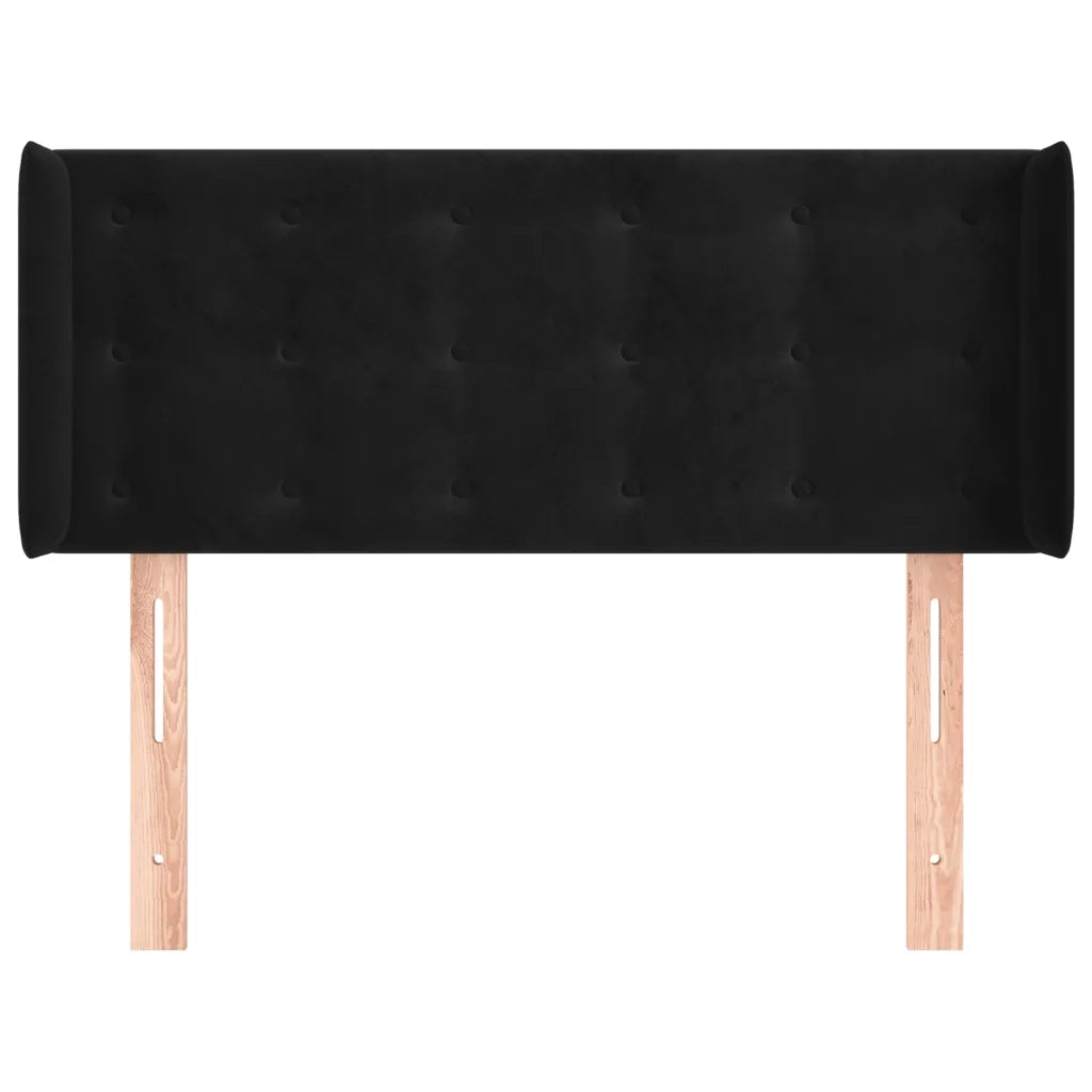 Testiera ad Orecchio Nera 93x16x78/88 cm in Velluto