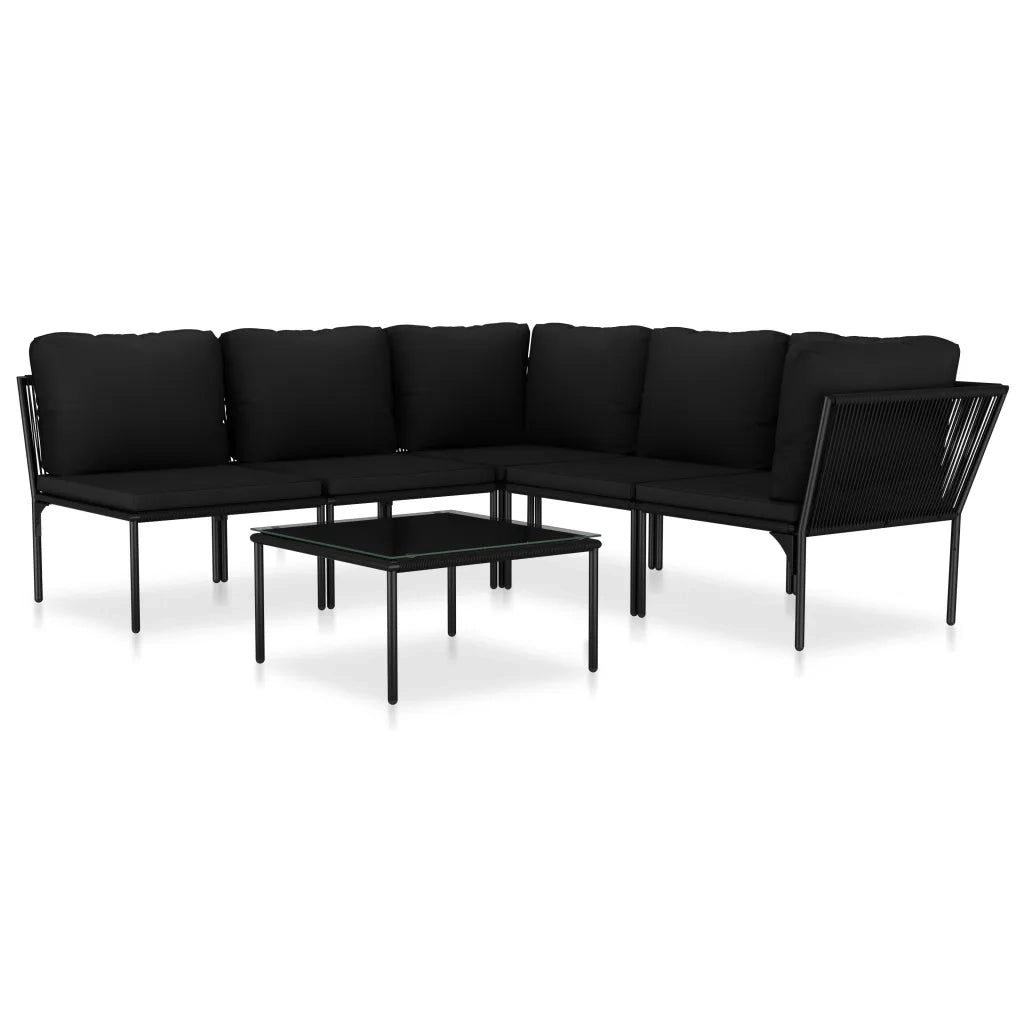 Set Divani da Giardino 6 pz con Cuscini Neri in PVC cod mxl 54487