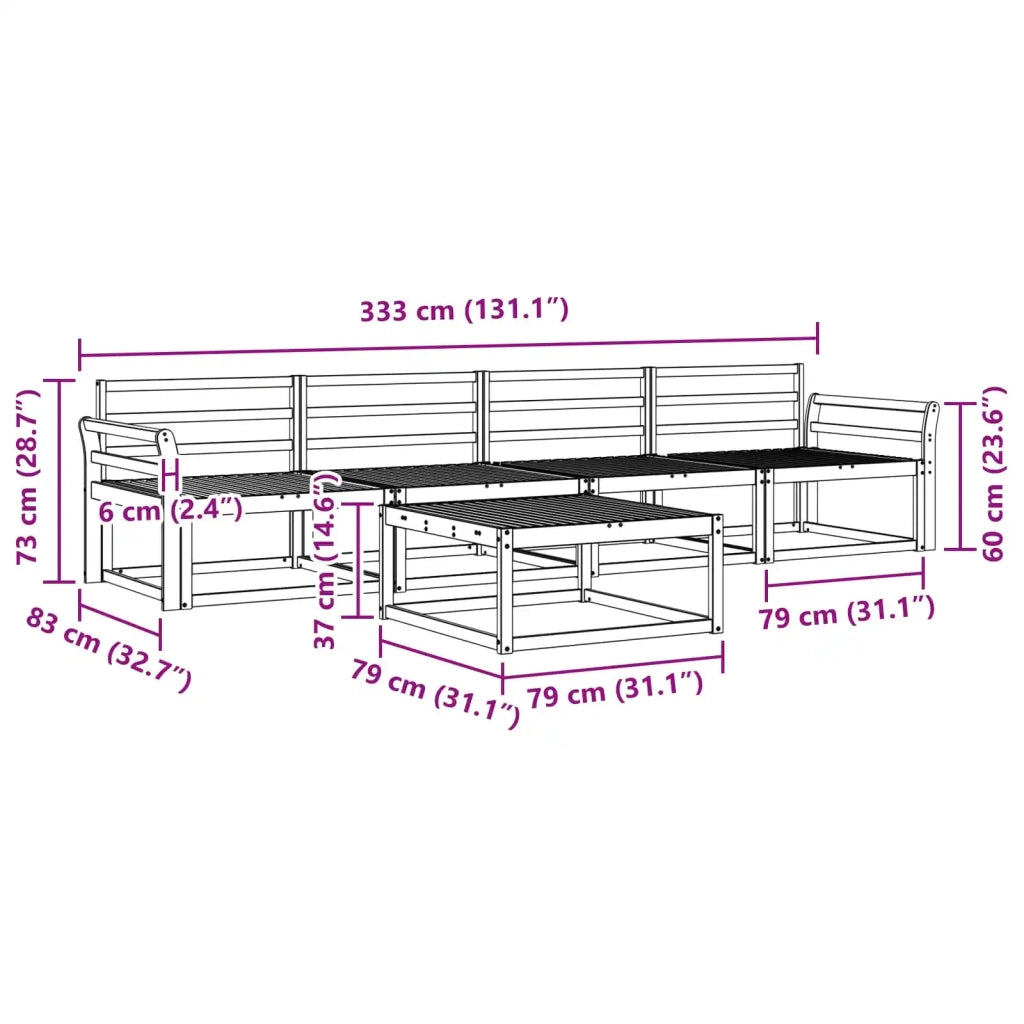 Set di divani da esterno 5 pcs Bianco 79 x 79 x 37 cm 3386023