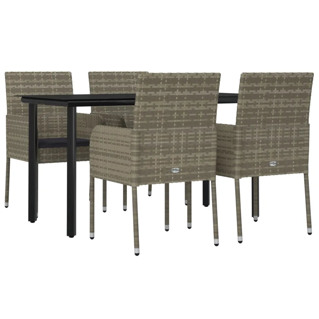 Set da Pranzo Giardino 5pz Nero e Grigio con Cuscini Polyrattancod mxl 124362