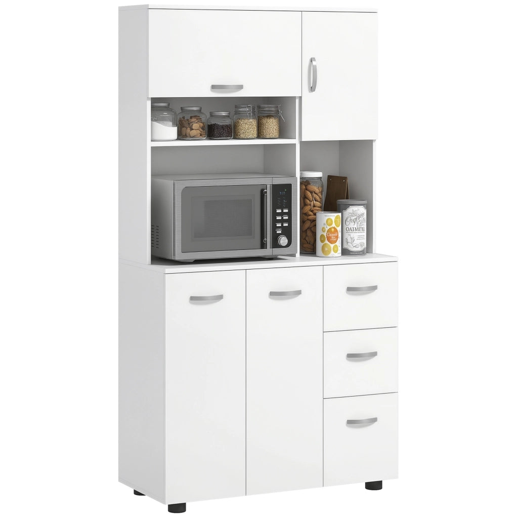 Mobile Cucina con 3 Cassetti e 3 Ripiani ¨C Zephmum ¨C Bianco 89x39.5x168cm