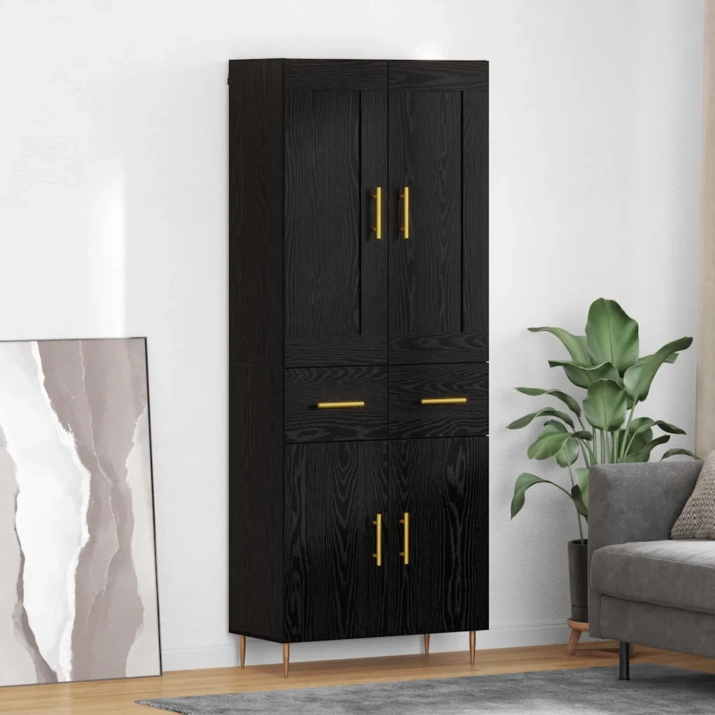 Credenza Rovere Nero 69,5 x 34 x 180 cm Legno multistrato