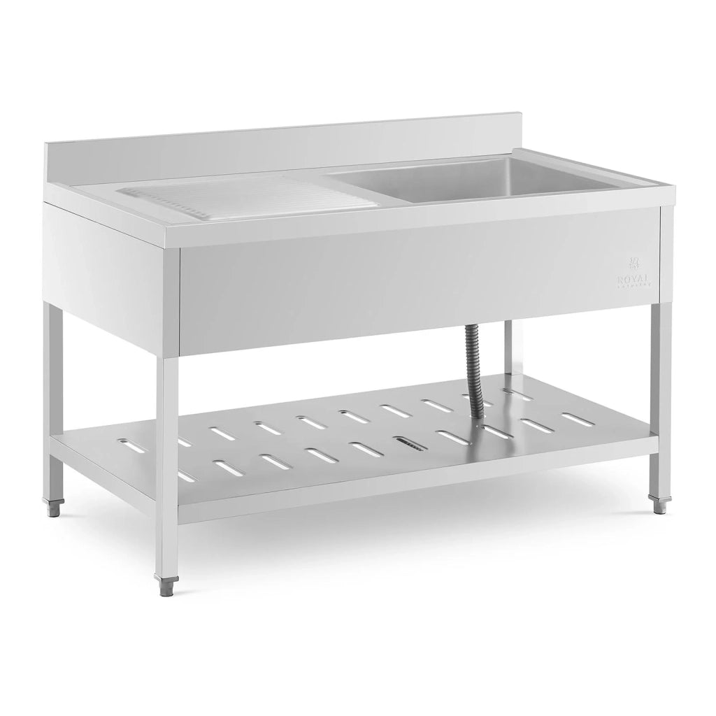 Lavello professionale in acciaio inox lavello professionale (dimensioni: 140 x 70 cm, vasca: 510x520x245 mm, acciaio inox) 14_0005013