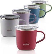 Tazza termoresistente in acciaio inossidabile, tazza isolata, tazza per caffè, bicchiere per bere 220 ml, 280 ml con coperchio - caffè e tè (vintage rosso)
