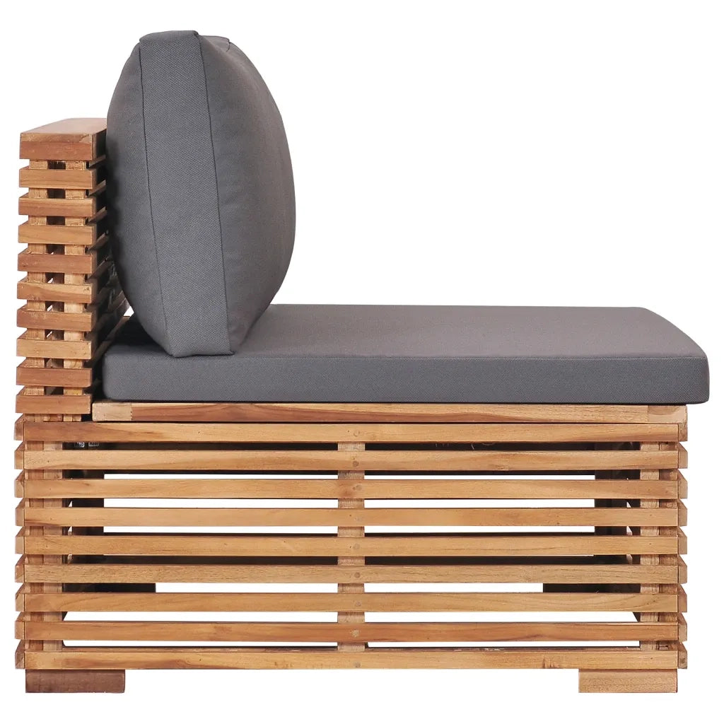 Divano Centrale da Giardino con Cuscino Grigio Massello di Teak cod mxl 67981