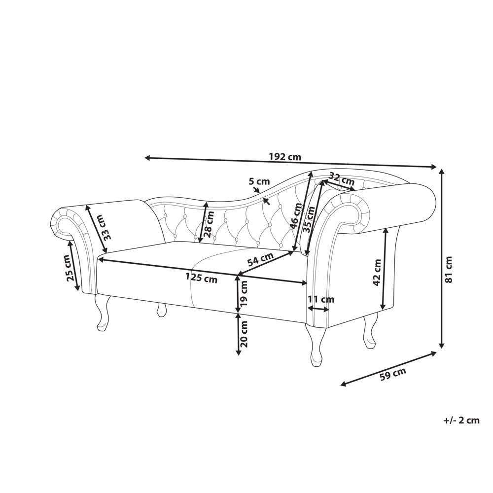 Chaise Lounge in velluto nero imbottito a lato destro con cuscino in stile retrò tradizionale Facile da pulire Adatto agli animali domestici