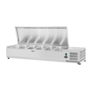 Bancone/tavolo per insalate acciaio inox - 140 x 33 cm - 6 teglie GN 1/4 14_0003287