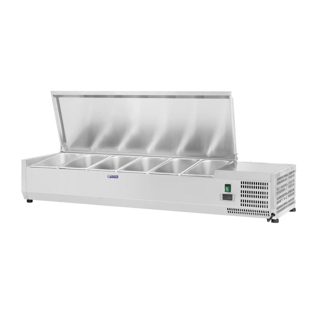 Bancone/tavolo per insalate acciaio inox - 140 x 33 cm - 6 teglie GN 1/4 14_0003287