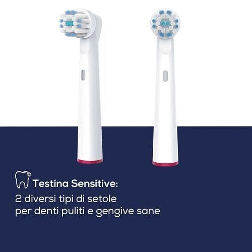 Beurer 10158 Clean - KIT_ 4 testine di ricambio Sensitive per spazzolini oscillanti-rotanti, compatibili con TB 30-TB 50, setole morbide per gengive sensibili, cappucci protettivi, anelli colorati, Bianco