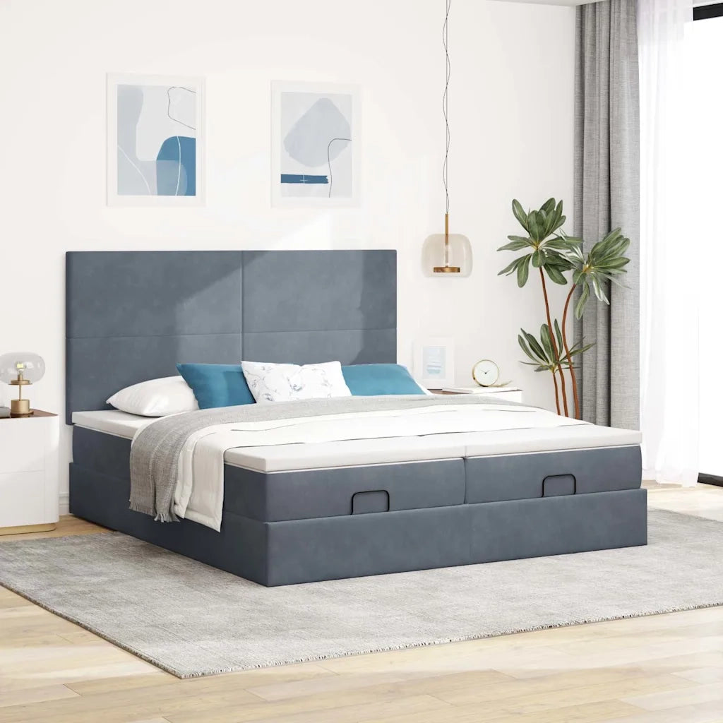 vidaXL Struttura Letto Pouf con Materassi 200x200 cm Velluto