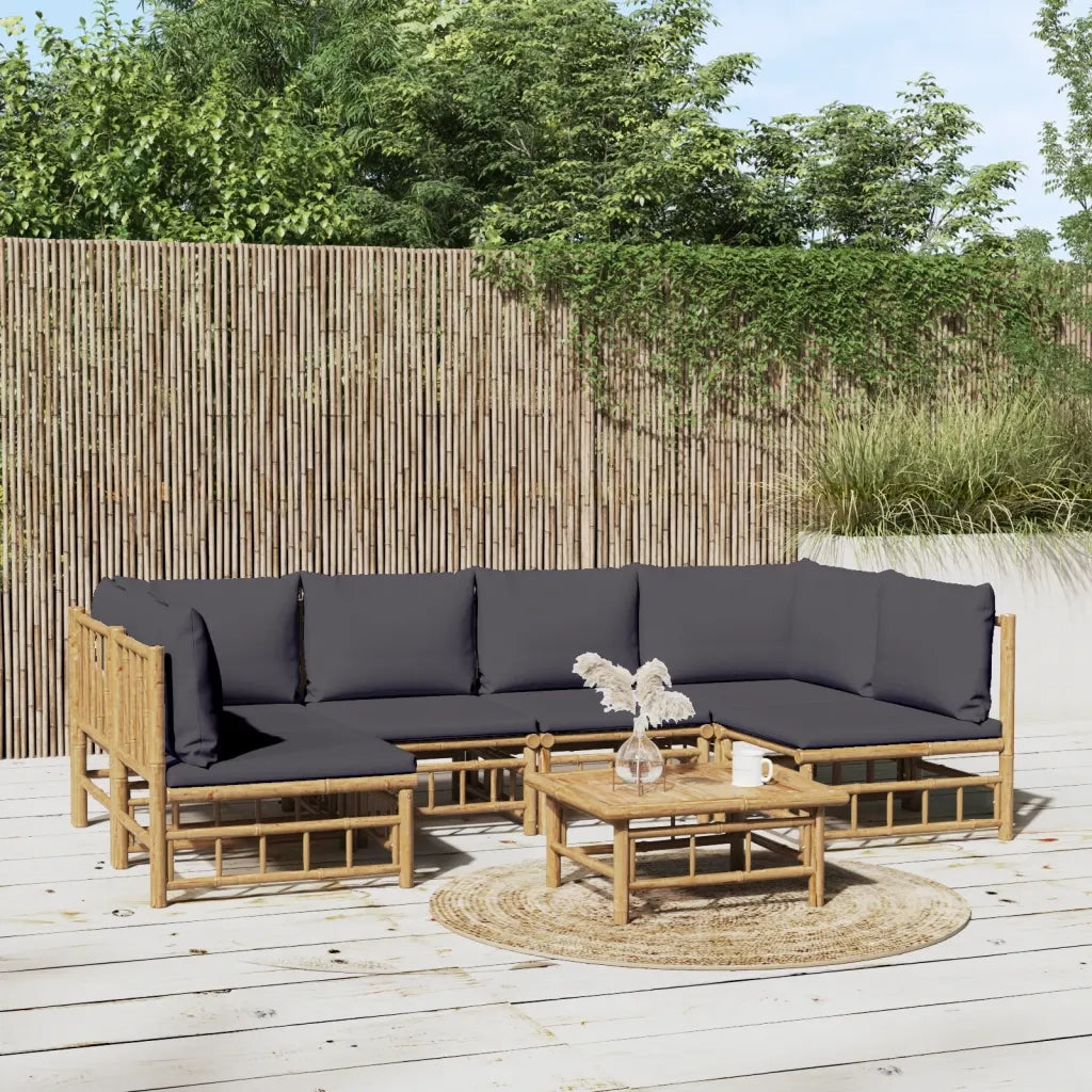 Set Salotto da Giardino 7pz con Cuscini Grigio Scuro BambÃ¹cod mxl 100321