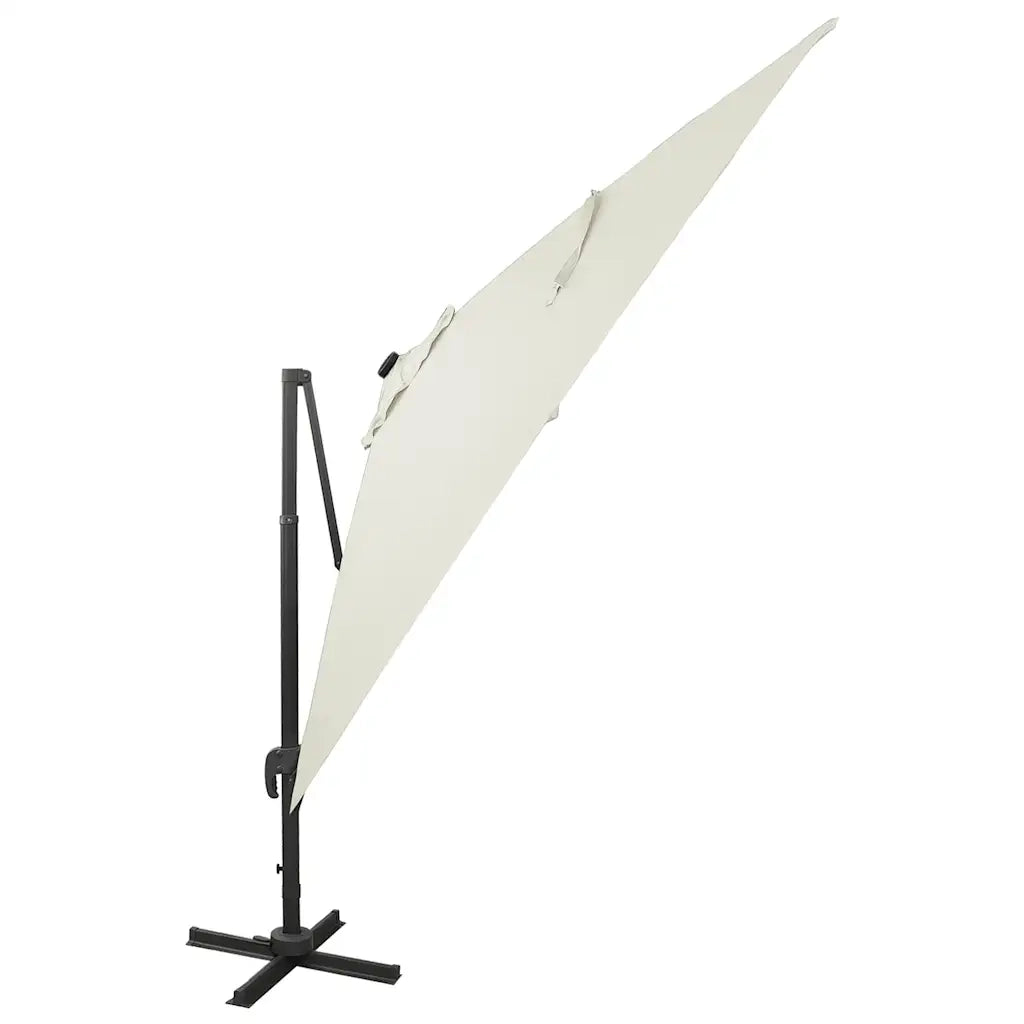 Ombrellone a Sbalzo con Palo e Luci a LED Sabbia 300 cm 312344
