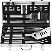 Set di accessori barbecue in acciaio inossidabile con mattonelle per griglia - Set di barbecue premium per uomini e donne - Ideale regalo per il padre, il compleanno, Natale