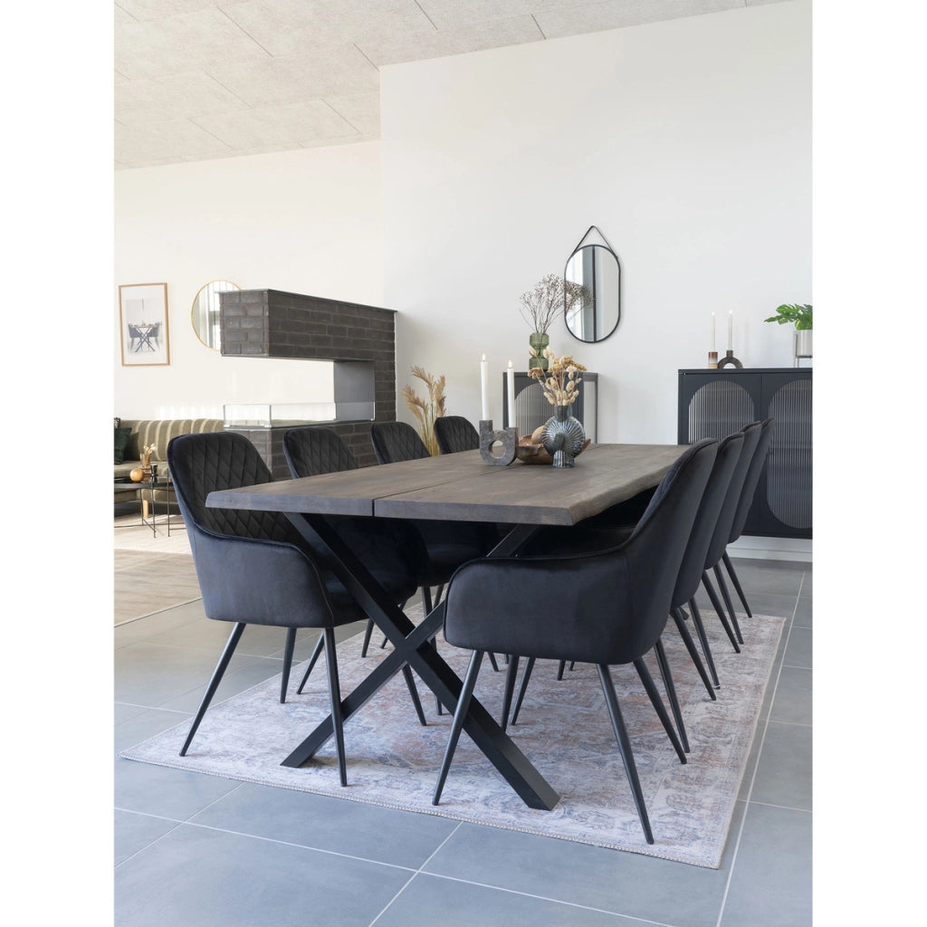 Set di 2 Sedie Harbo, Nero, Velluto, 65x57x87 cm