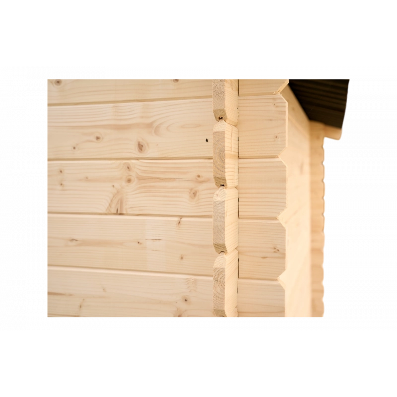 Casetta in legno da giardino con porta finestrata – 195x195 cm – tavole 20 mm, tetto bitumato e struttura angolare – AL2020.02N Foresta