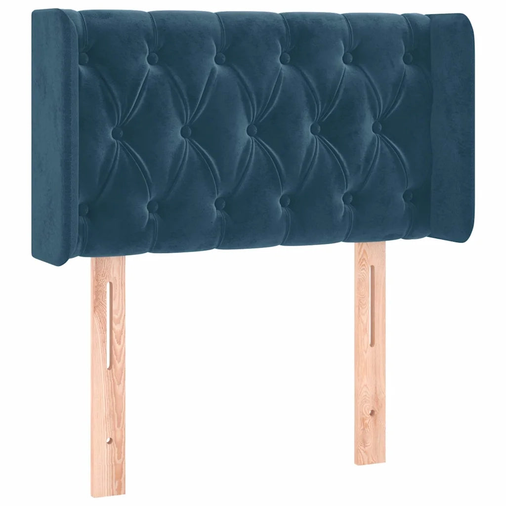Testiera ad Orecchio-Testata con Orecchie Blu Scuro 83x16x78/88 cm in Velluto 612426