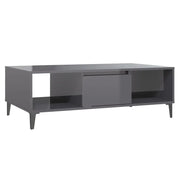 Tavolino salotto | Tavolino da caff¨¨ | Tavolino da Soggiorno Grigio Lucido 103,5x60x35cm Legno Multistrato