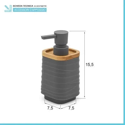 Dispenser sapone da appoggio grigio in abs e bambù Wave