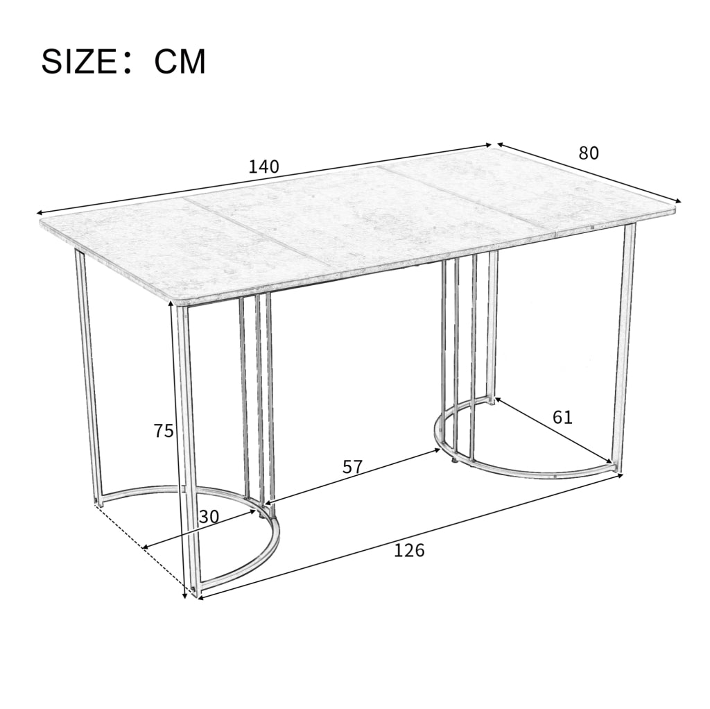 Set da pranzo 140x80x75 cm moderno; struttura in MDF e velluto verde