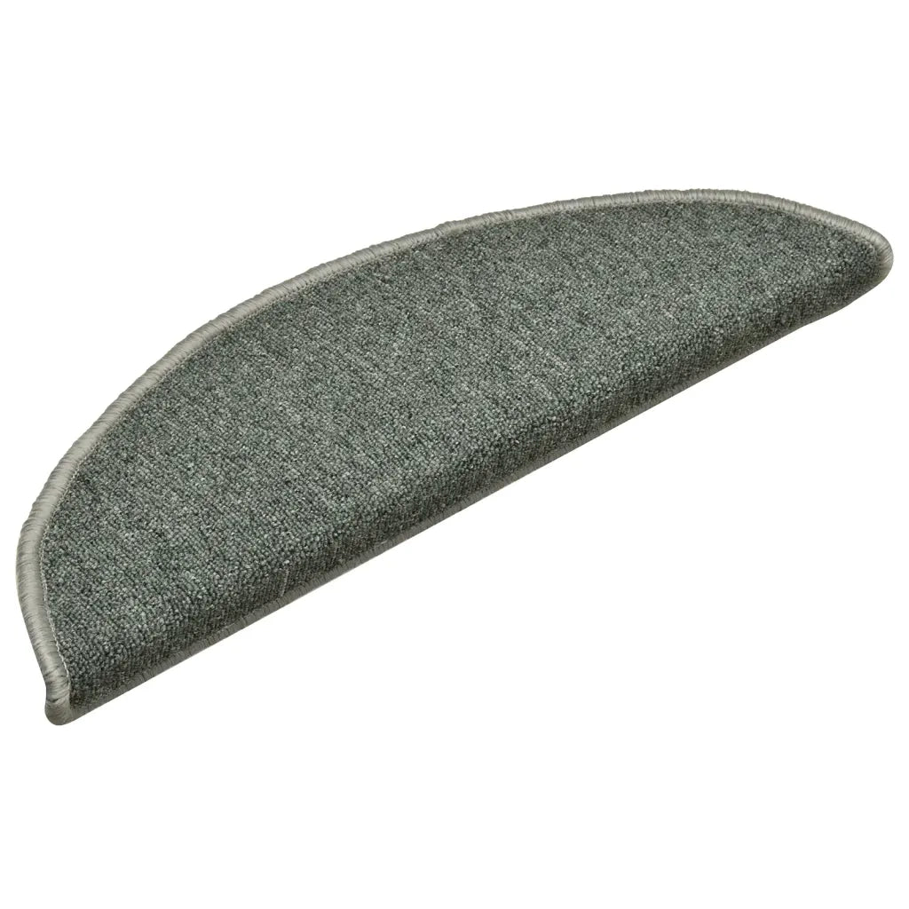 Tappetini per scale 15 pz | Gradini per Scale 56x17x3 cm Verde scuro semicircolari