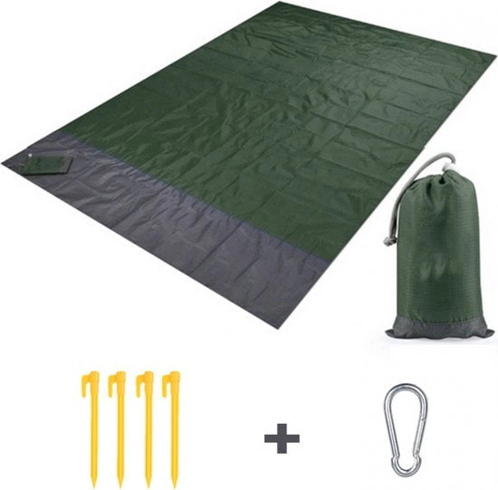 Tessuto da picnic - 200 x 210 - Coperta da picnic - Impermeabile - Coperta da giardino - Impermeabile - Ripiegabile - Incluso 4 chiodi di fissaggio