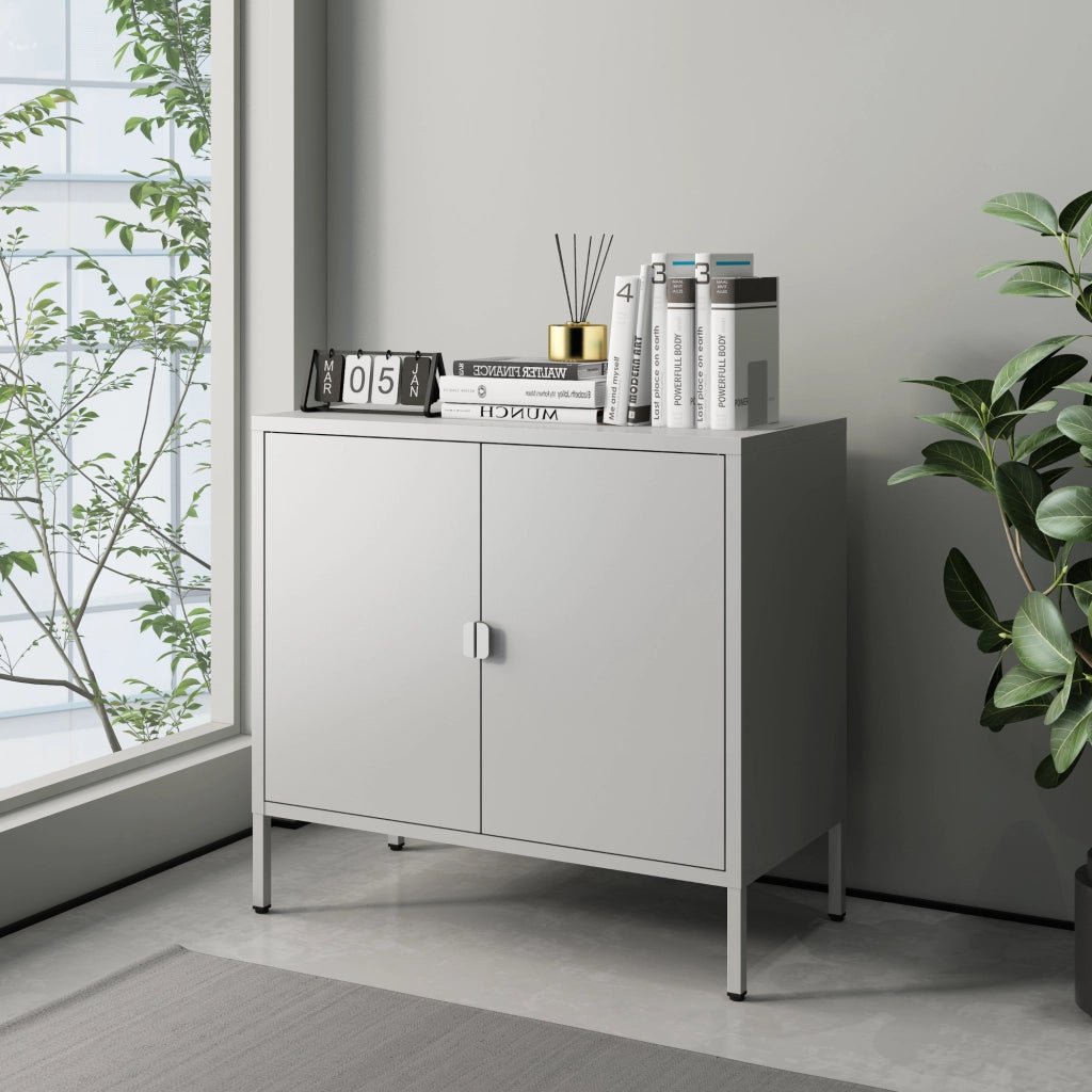Armadio da Ufficio Hailuoto per Archivio 75 x 80 x 40 cm Acciaio Grigio chiaro [en.casa]