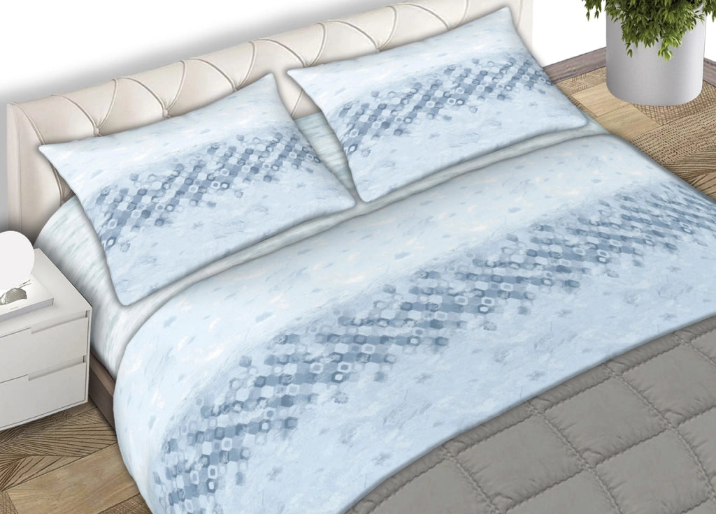 Completo Lenzuola 100% Cotone Made Italy Fantasia Cell C.N. - Singolo - Azzurro