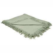 Copriletto verde in tessuto di cotone 200 x 220 cm con frange Coperta decorativa Biancheria da letto design classico Camera da letto
