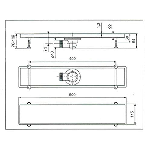 Canalina di scarico griglia doccia Onda con sifone in acciaio inox 60 cm vicario