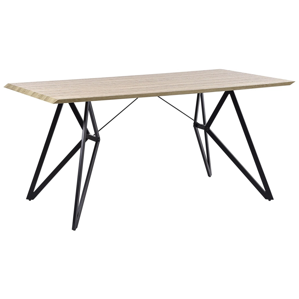 Tavolo da pranzo finitura legno chiaro 160 x 90 cm gambe in metallo Nero cucina industriale