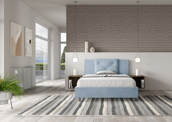 Letto Matrimoniale Francese 140x210 cm con Rete Appia Azzurro