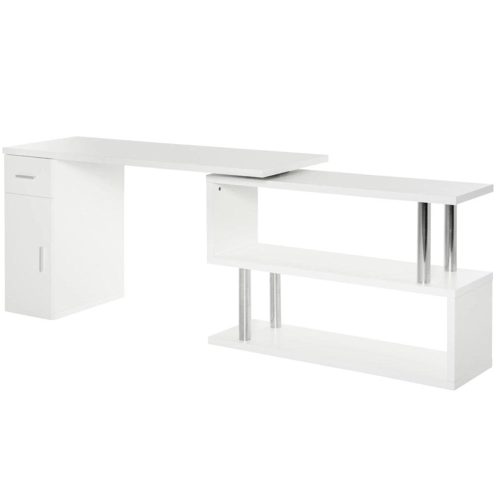 Scrivania da Ufficio ad Angolo Porta PC 114x120x74,6 cm in Legno  Bianca