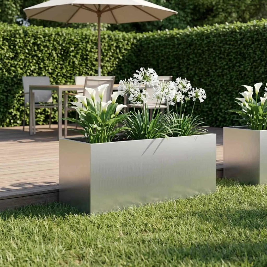 Vaso da giardino Argento 100 x 40 x 40 cm Acciaio zincato 8005256