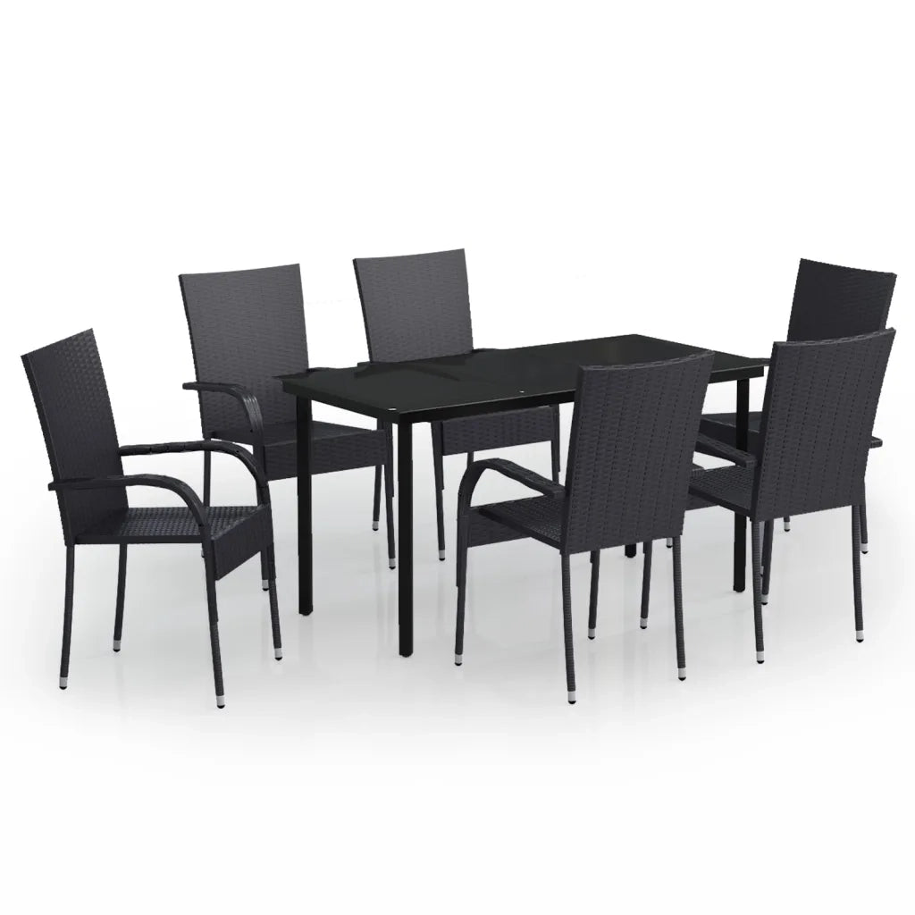 Set Mobili da Pranzo per Giardino 7 pz Nero cod mxl 41523