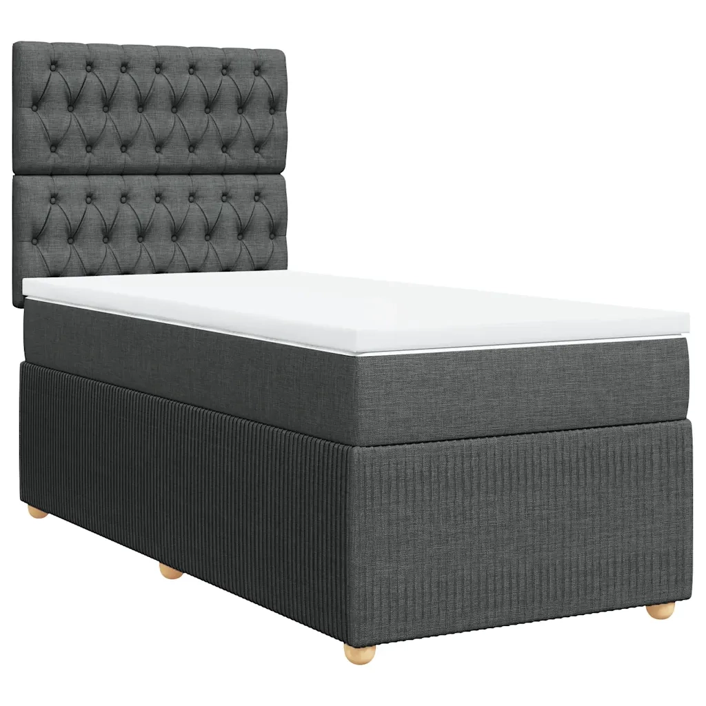 Giroletto a Molle con Materasso Grigio Scuro 90x200 cm Tessuto
